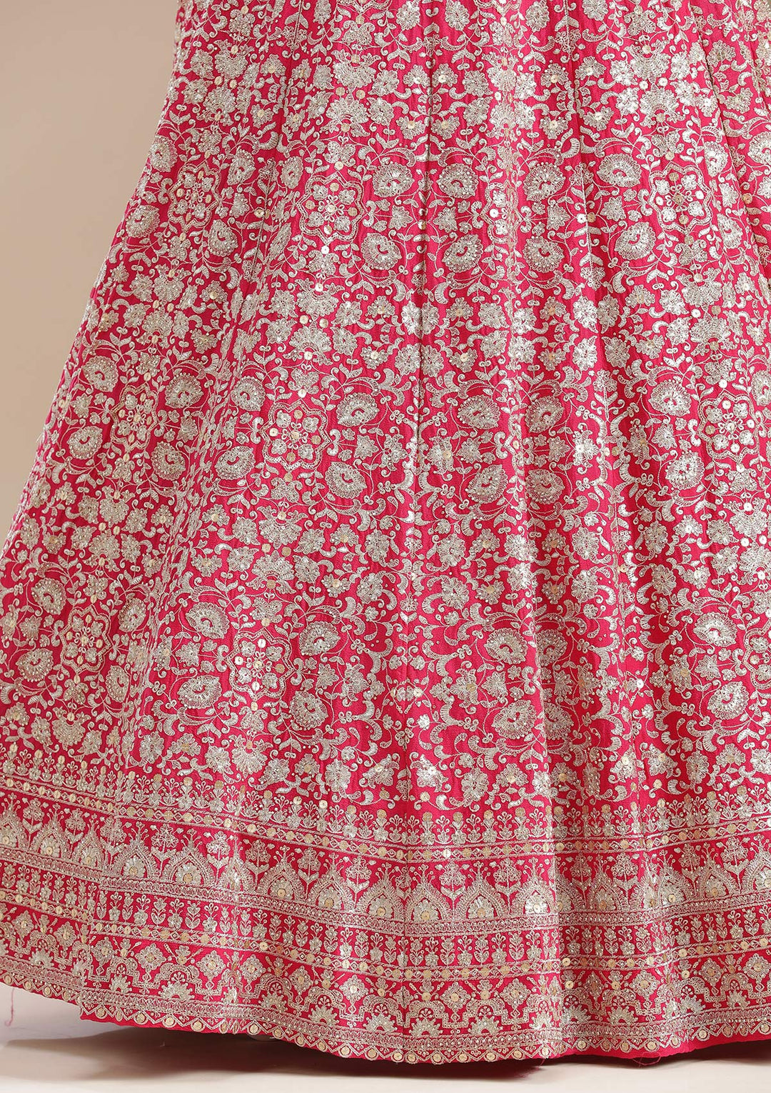 Rani Pink Zardozi (Gold) Georgette Readymade Lehenga-koskii