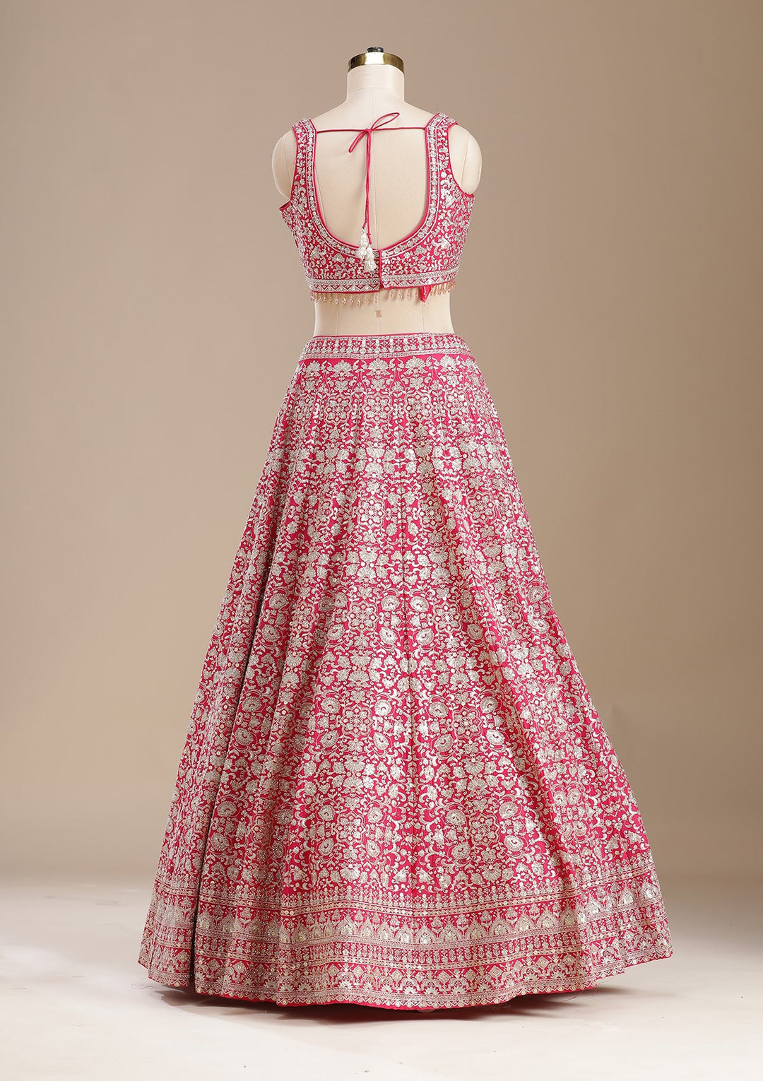 Rani Pink Zardozi (Gold) Georgette Readymade Lehenga-koskii