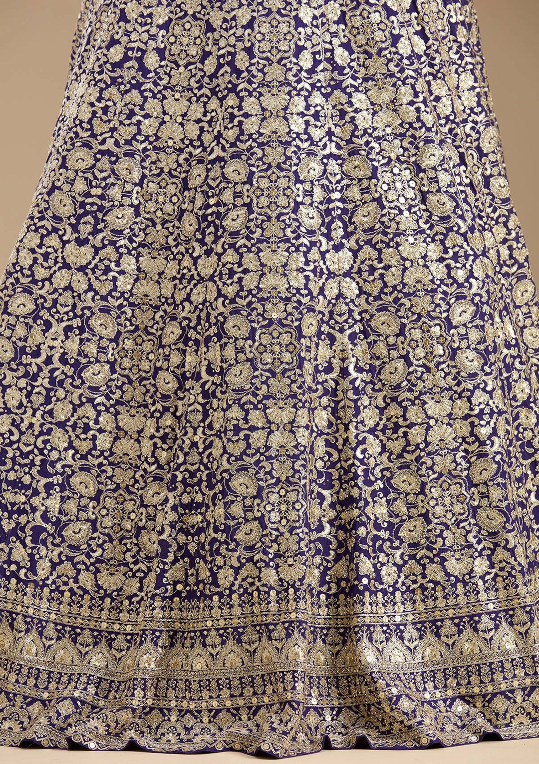 Royal Blue Zardozi (Gold) Georgette Readymade Lehenga-koskii