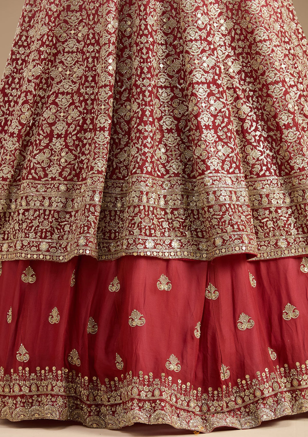 Pink Zardozi (Gold) Georgette Readymade Lehenga-koskii