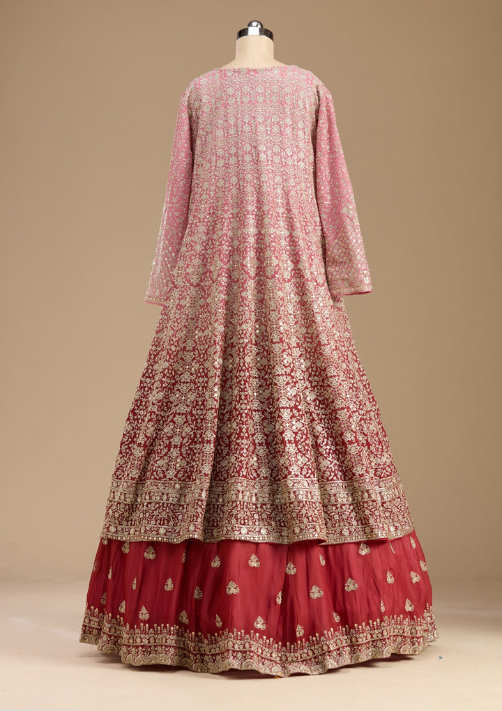 Pink Zardozi (Gold) Georgette Readymade Lehenga-koskii