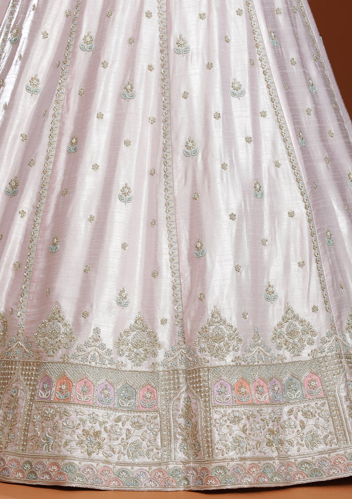 Pink Cording Soft Raw Silk Readymade Lehenga-koskii
