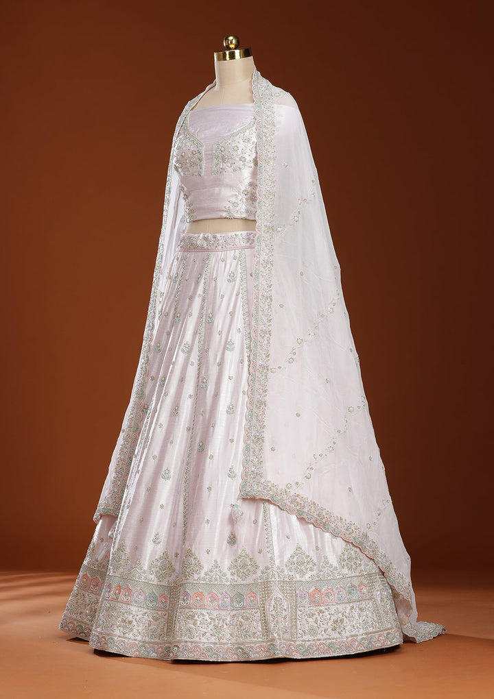 Pink Cording Soft Raw Silk Readymade Lehenga-koskii