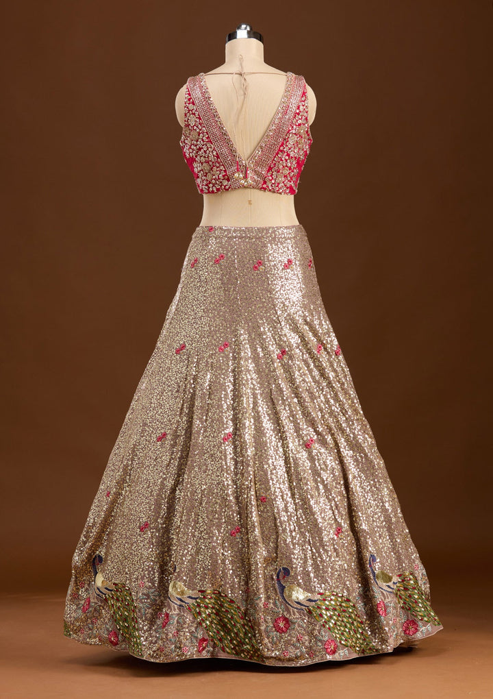 Brown Sequins Georgette Readymade Lehenga-koskii