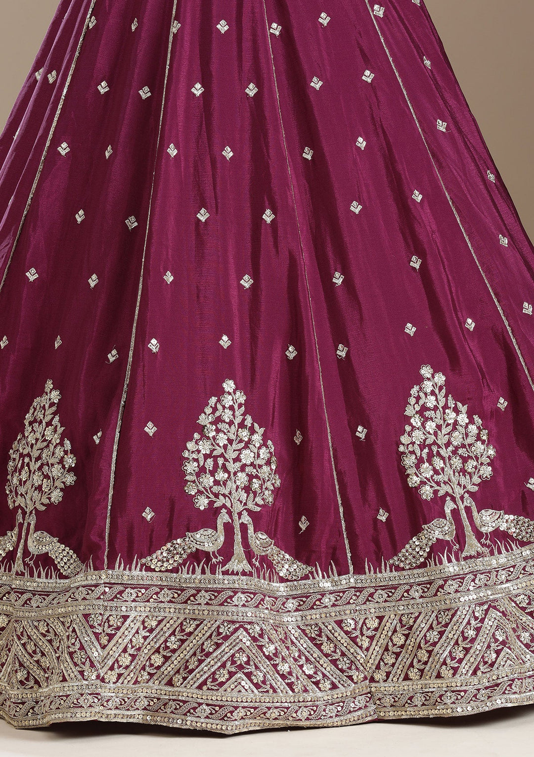 Wine Zariwork (Gold) Soft Raw Silk Readymade Lehenga-koskii