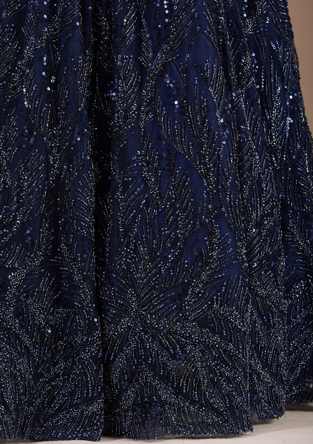 Navy Blue Cutdana Net Readymade Lehenga-Koskii