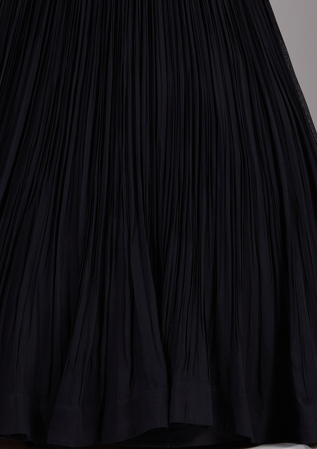 Black Stonework Satin Readymade Lehenga-Koskii