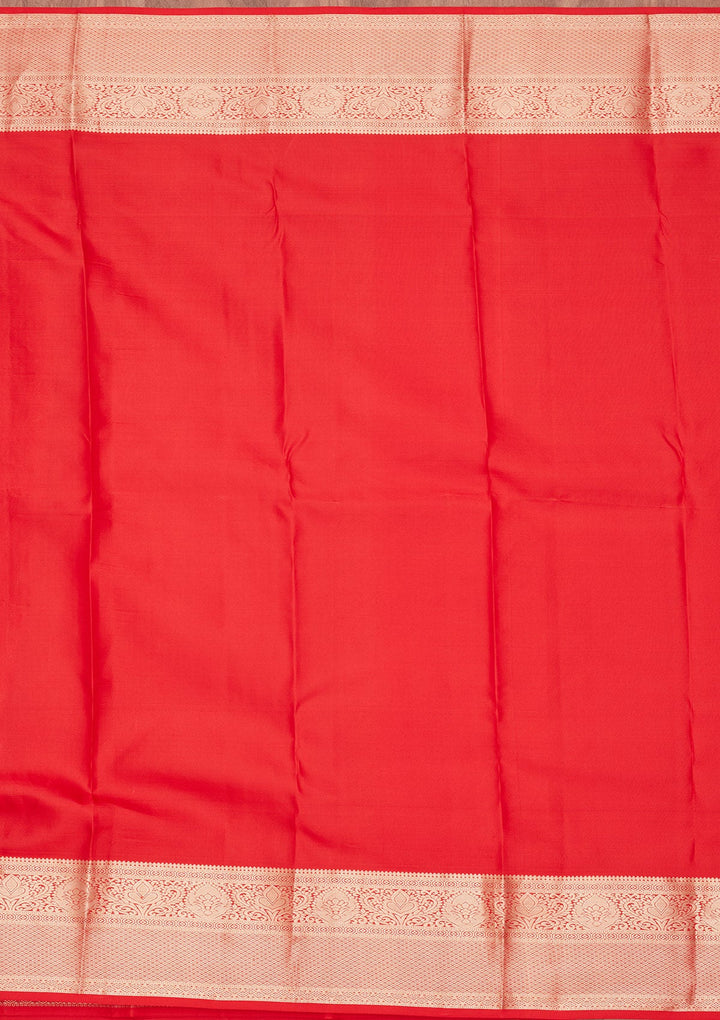 Red Zariwork Pure Silk Saree-koskii