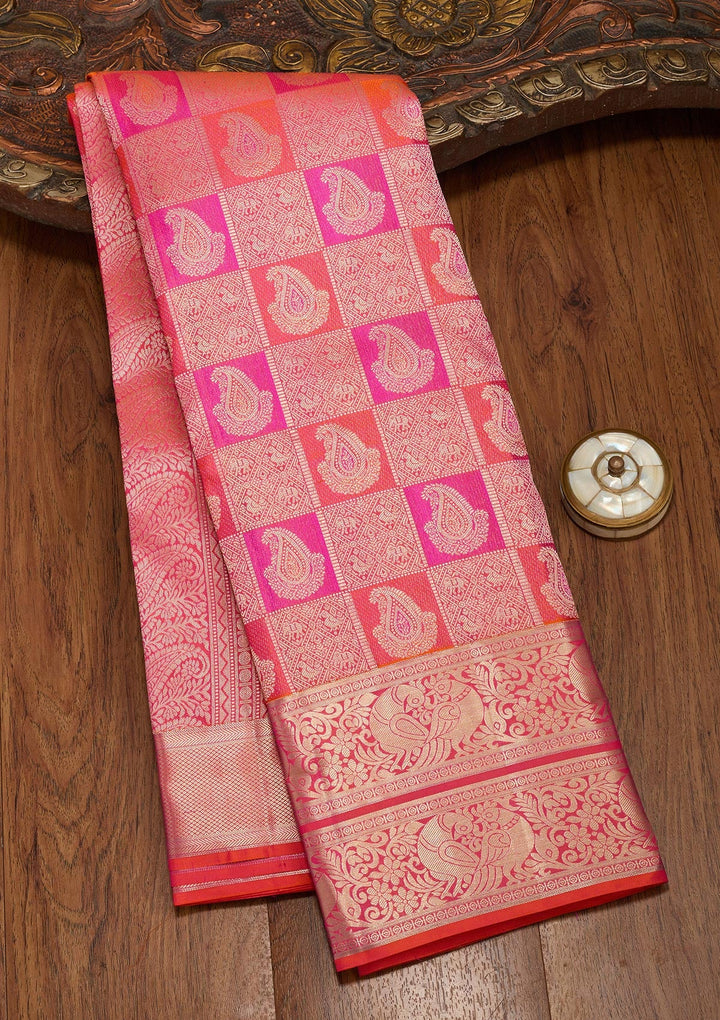 Orange Zariwork  Silk Saree-koskii