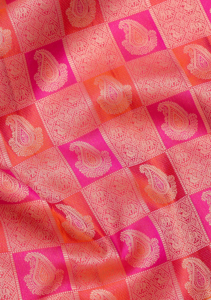 Orange Zariwork  Silk Saree-koskii