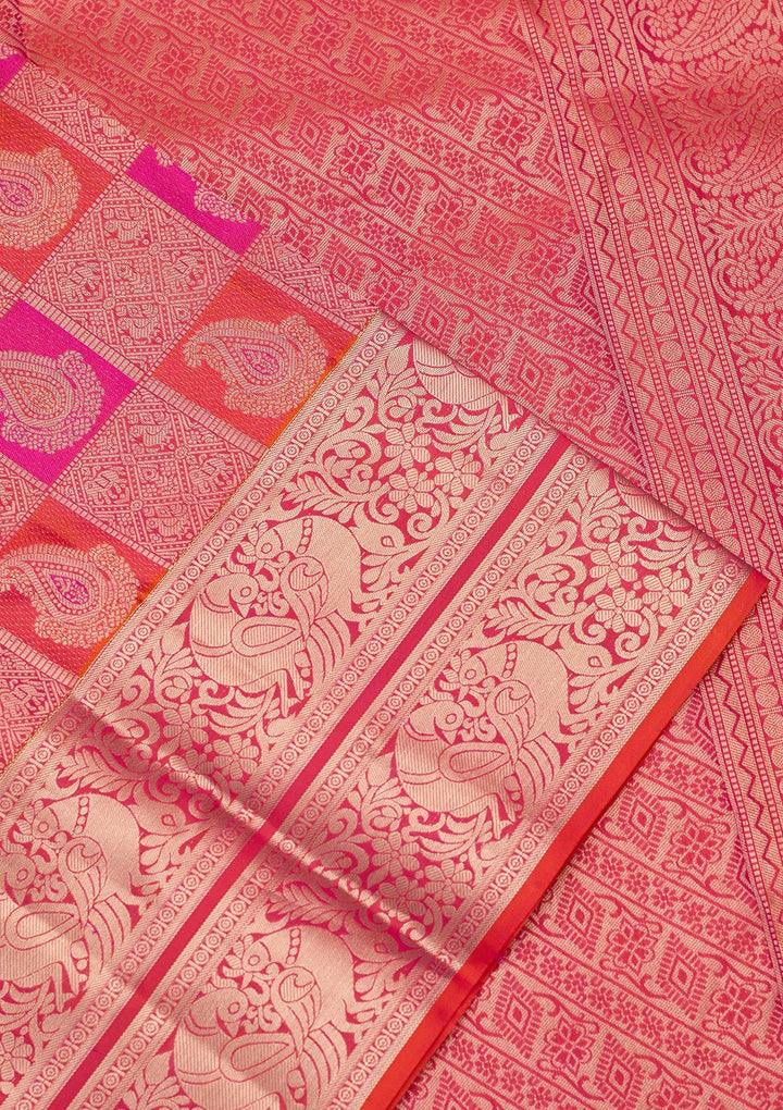 Orange Zariwork  Silk Saree-koskii