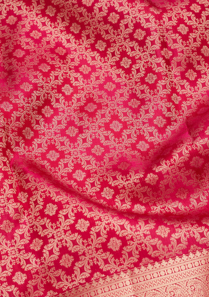 Rani Pink Zariwork Silk Saree-koskii