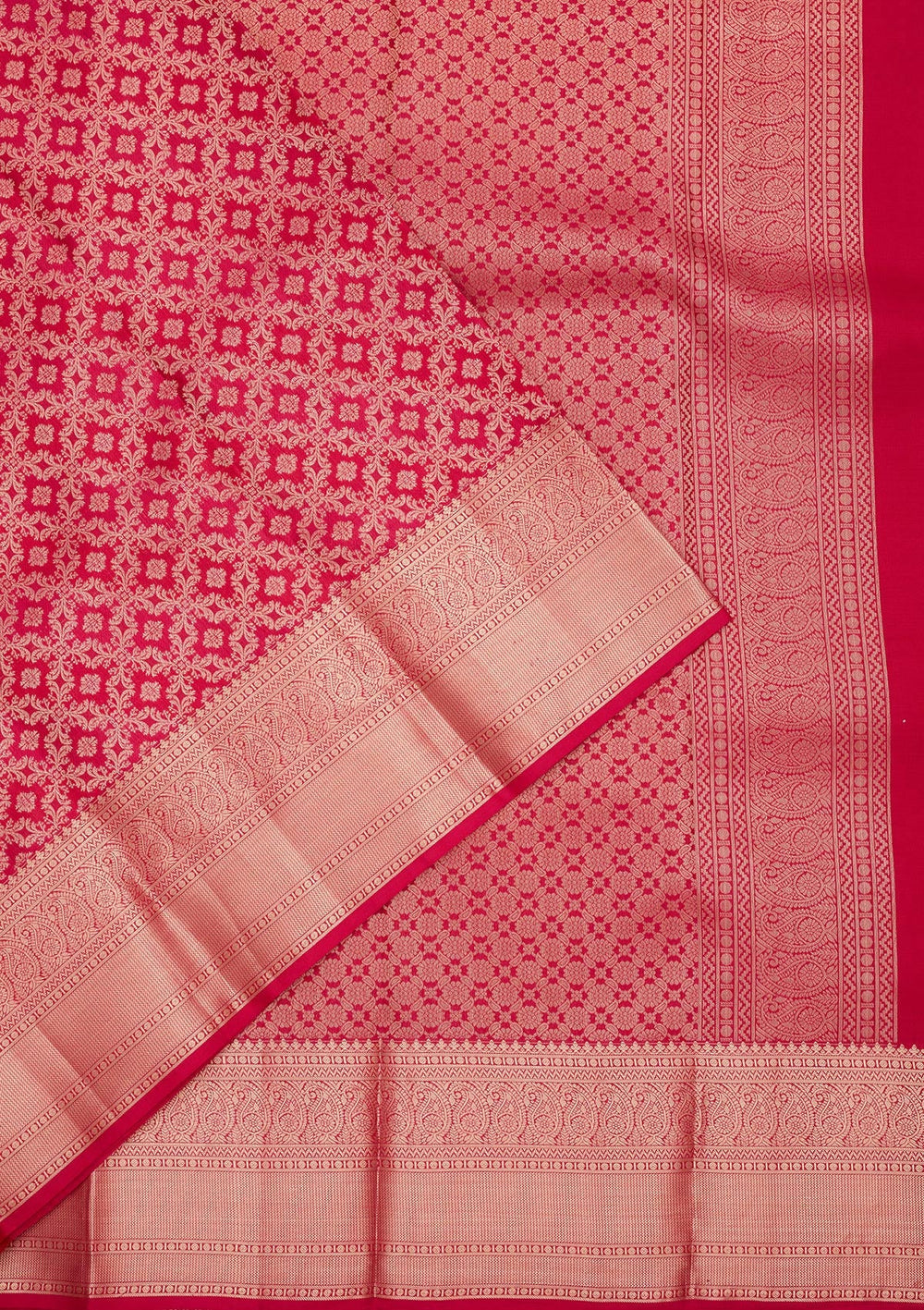 Rani Pink Zariwork Silk Saree-koskii