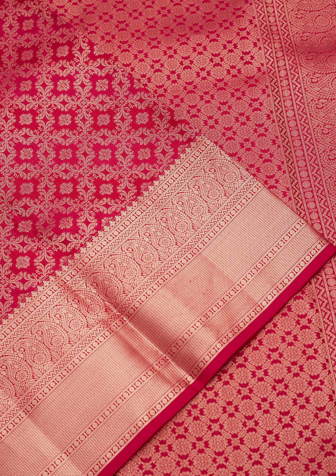 Rani Pink Zariwork Silk Saree-koskii