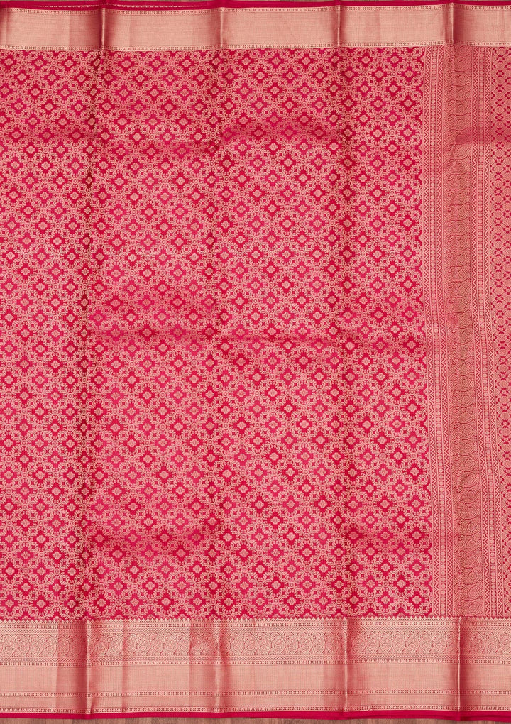 Rani Pink Zariwork Silk Saree-koskii
