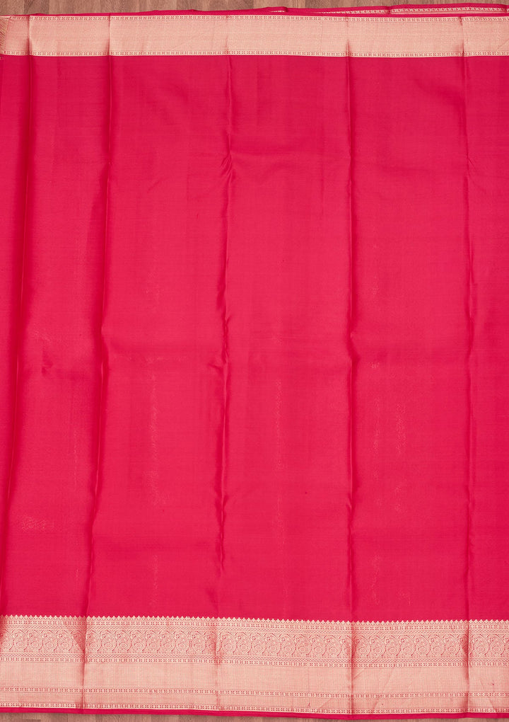 Rani Pink Zariwork Silk Saree-koskii