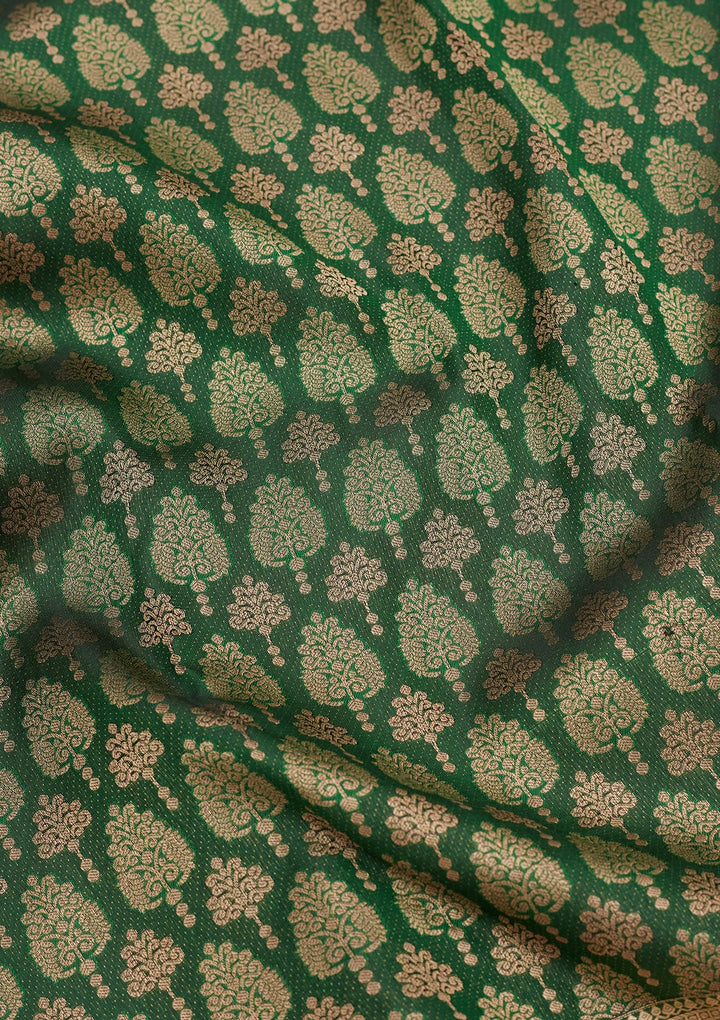 Bottle Green Zariwork Silk Saree-koskii