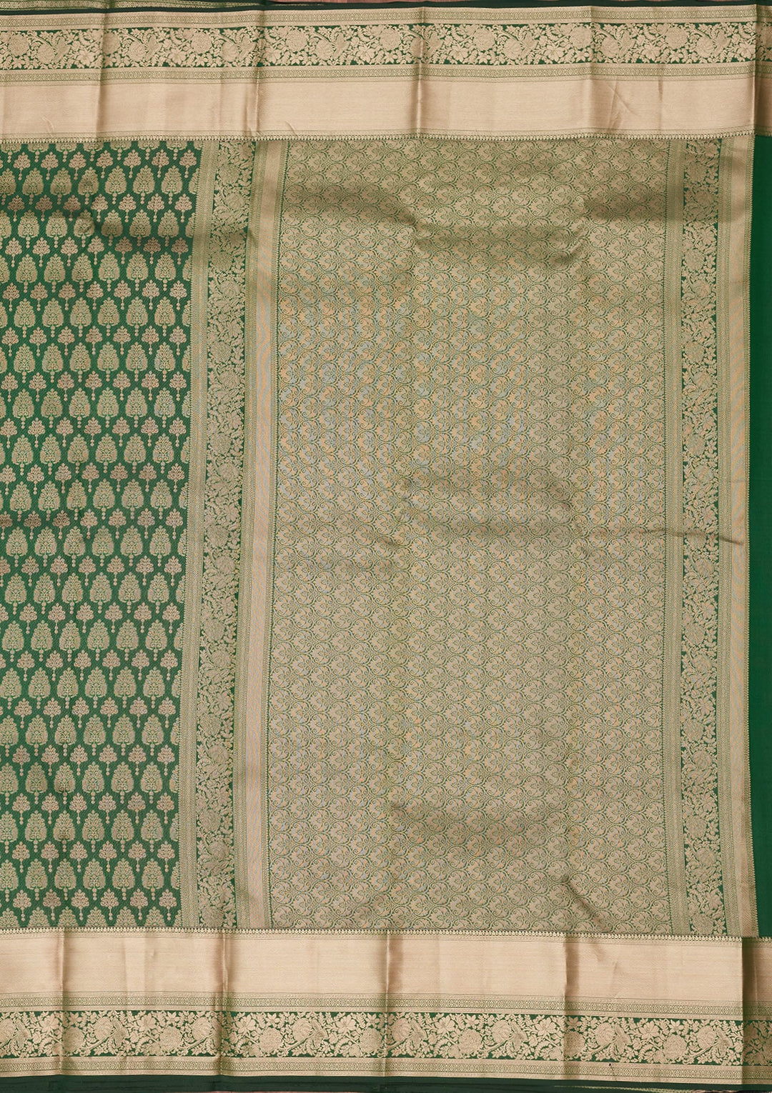 Bottle Green Zariwork Silk Saree-koskii