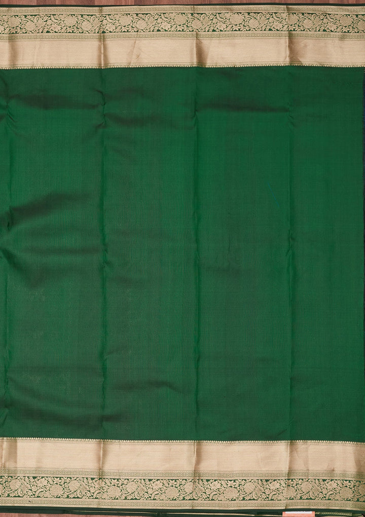 Bottle Green Zariwork Silk Saree-koskii