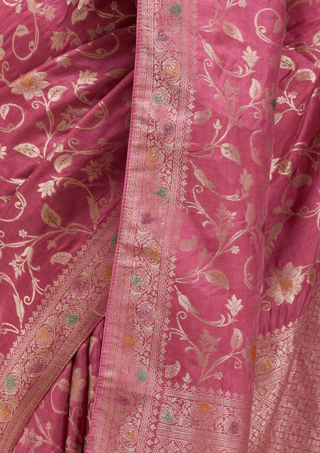 Peach Zariwork (Gold) Banarasi Silk Saree-koskii