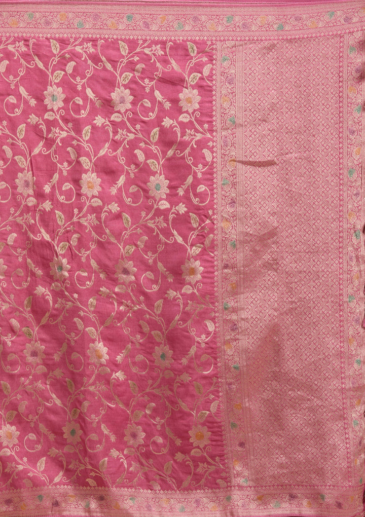 Peach Zariwork (Gold) Banarasi Silk Saree-koskii