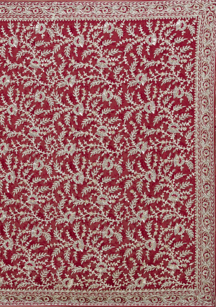 Red Zariwork Georgette Saree-Koskii