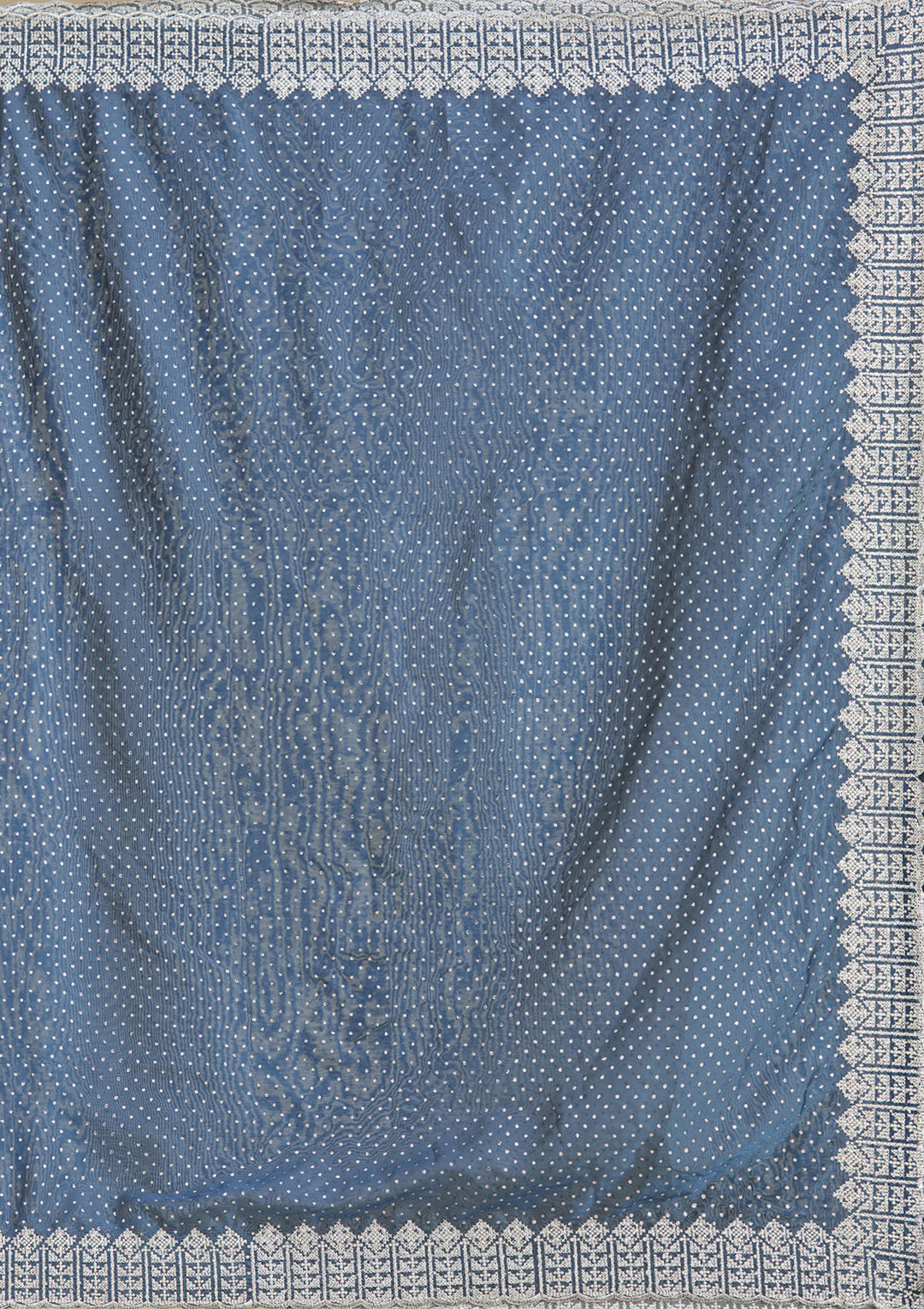 Peacock Blue Zariwork Satin Saree