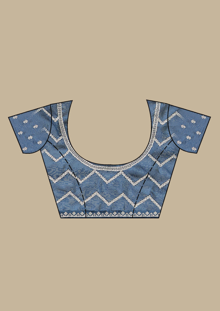 Peacock Blue Zariwork Satin Saree