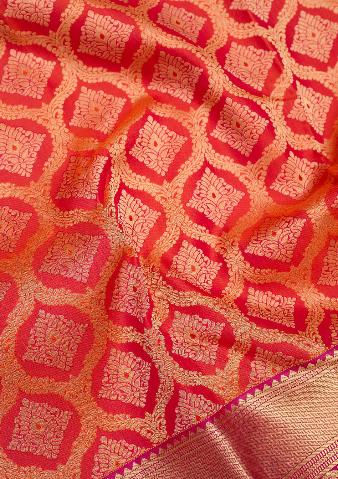 Red Zariwork Pure Silk Saree-Koskii