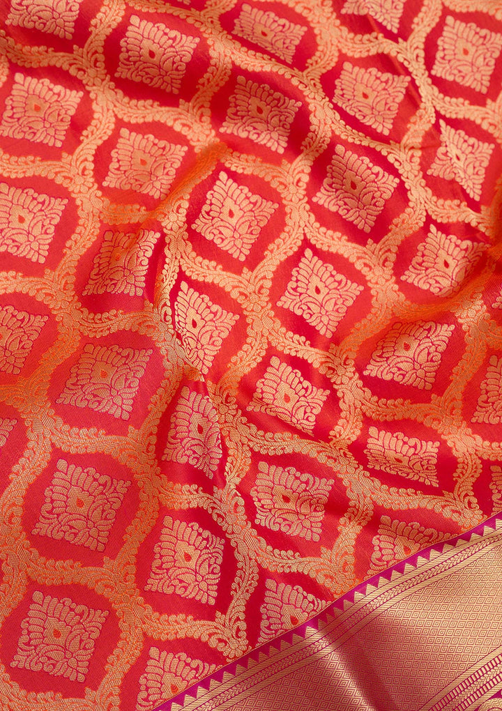 Red Zariwork Pure Silk Saree-Koskii