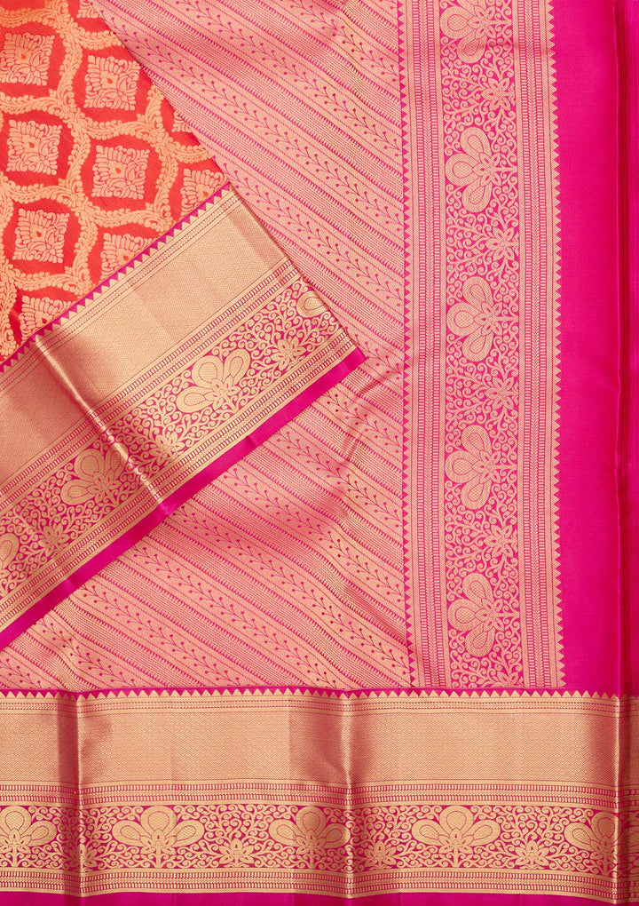 Red Zariwork Pure Silk Saree-Koskii