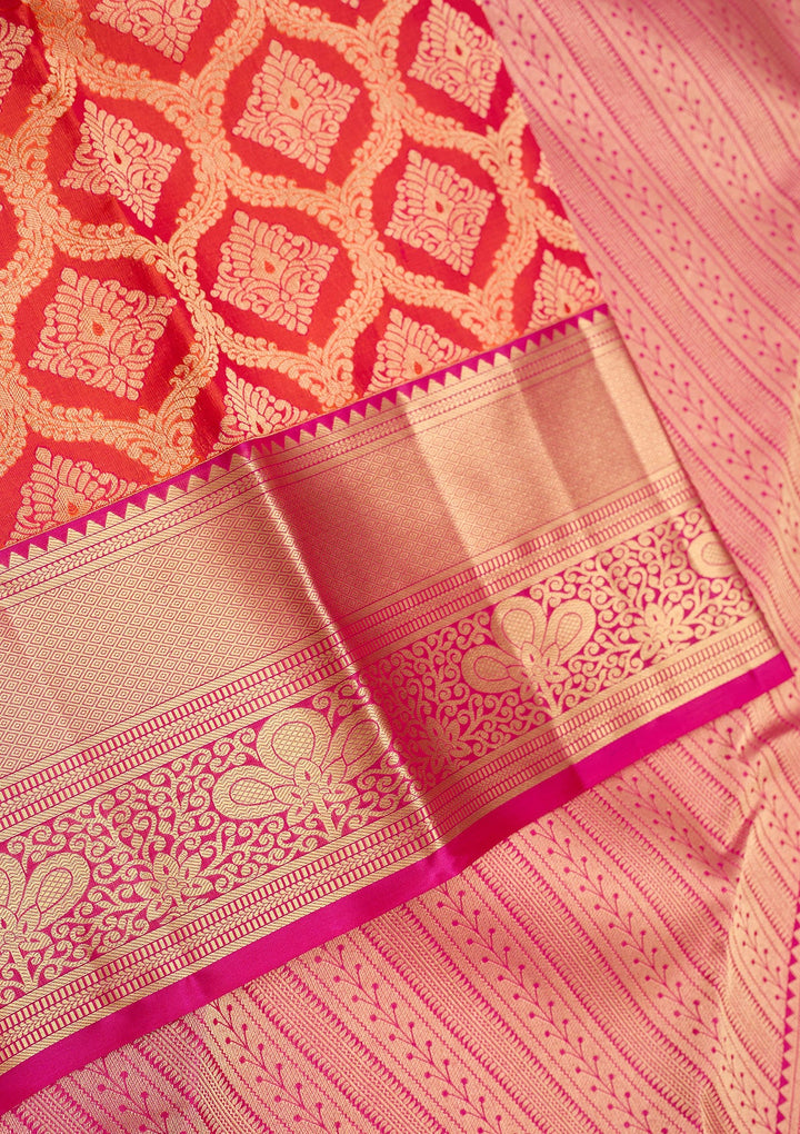 Red Zariwork Pure Silk Saree-Koskii