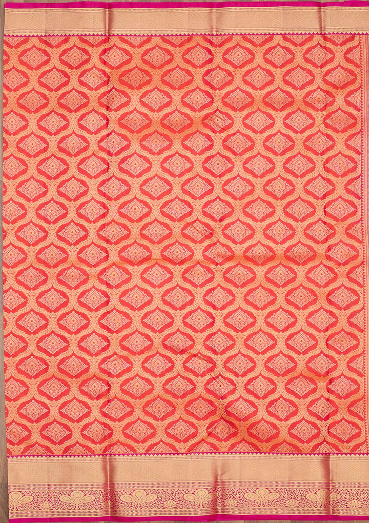 Red Zariwork Pure Silk Saree-Koskii