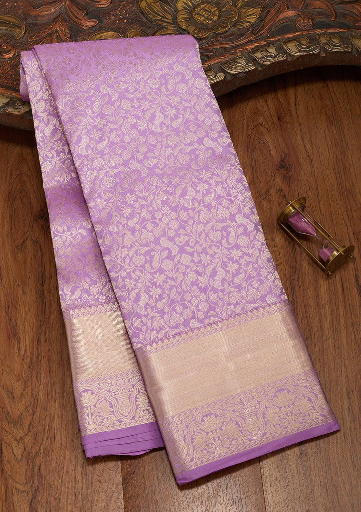 Lavender Zariwork Pure Silk Saree-koskii