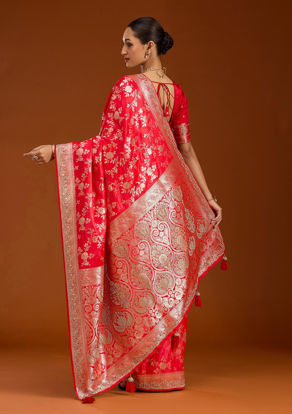 Red Stonework Silk Silk_Saree-Koskii