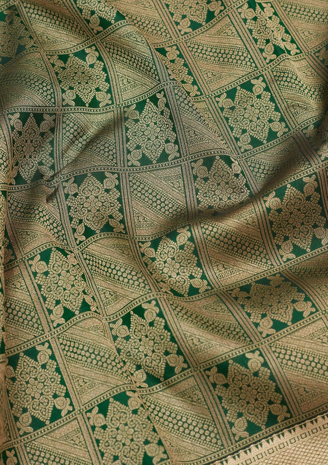 Bottle Green Zariwork Silk Saree-koskii