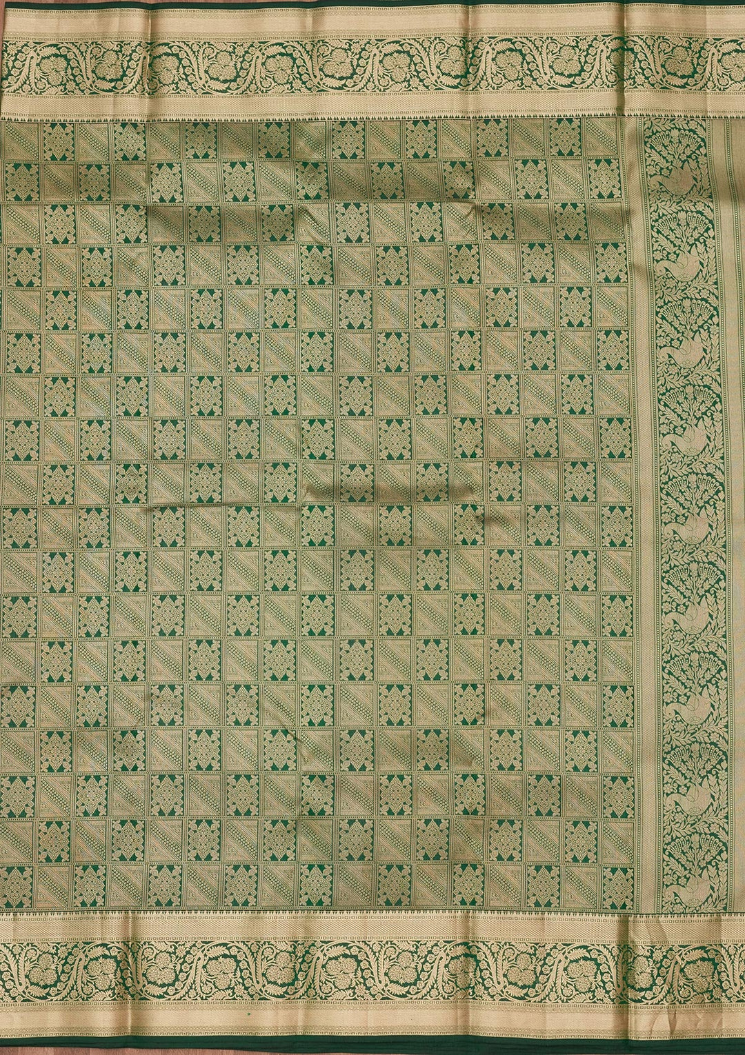 Bottle Green Zariwork Silk Saree-koskii