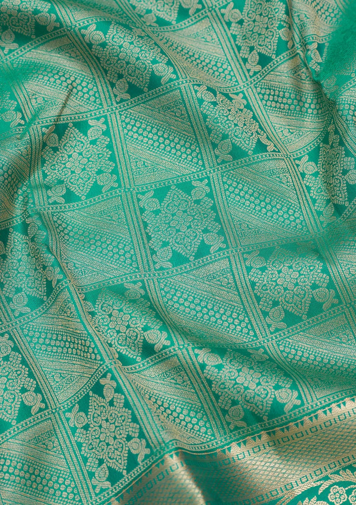 Turquoise Blue Zariwork Silk Saree-koskii