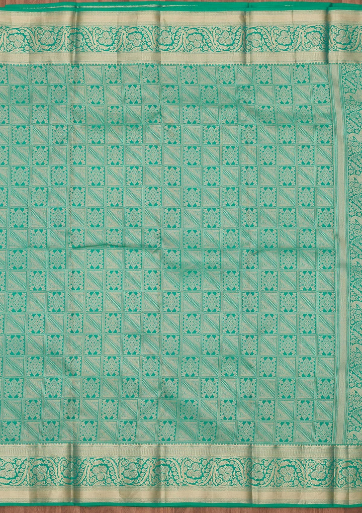 Turquoise Blue Zariwork Silk Saree-koskii