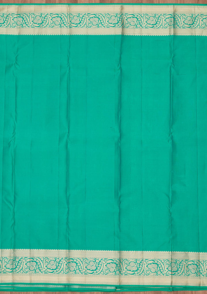 Turquoise Blue Zariwork Silk Saree-koskii
