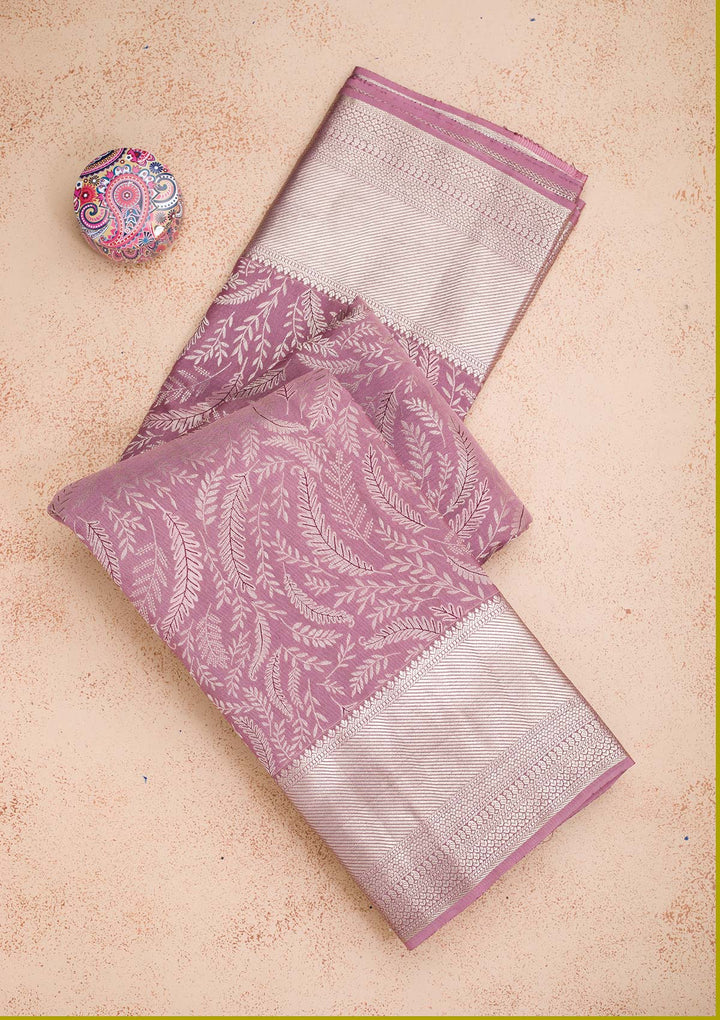 Lavender Zariwork Pure Silk Saree-koskii