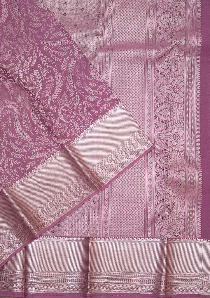 Lavender Zariwork Pure Silk Saree-koskii