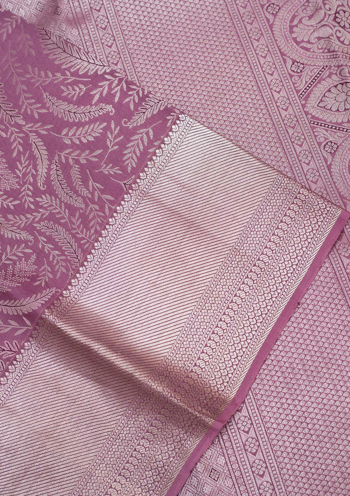 Lavender Zariwork Pure Silk Saree-koskii