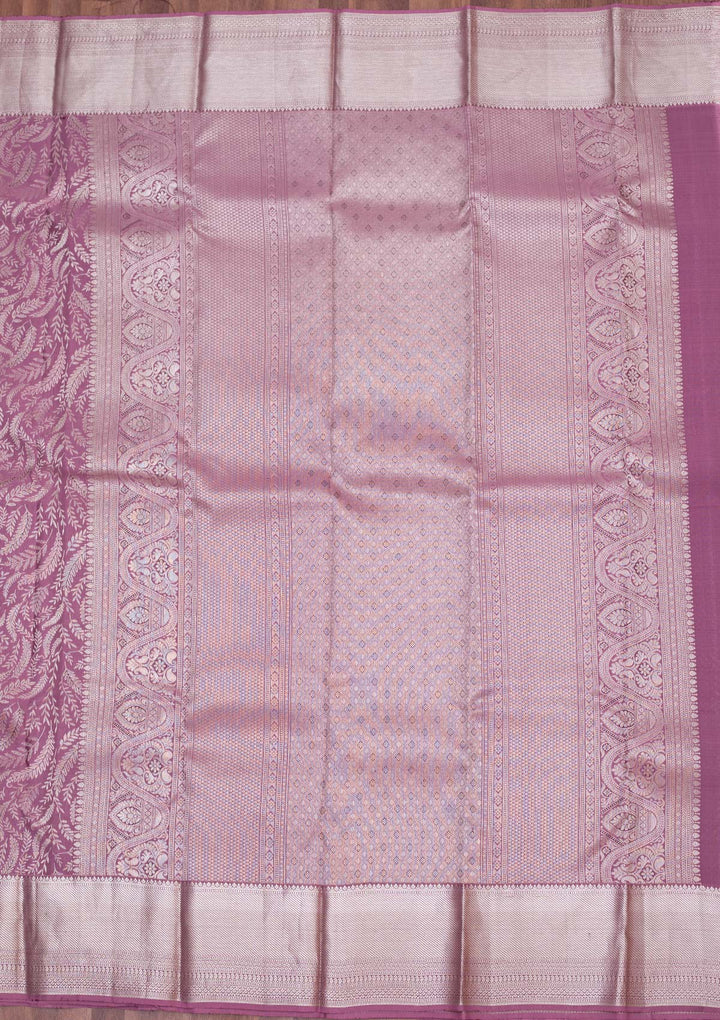 Lavender Zariwork Pure Silk Saree-koskii
