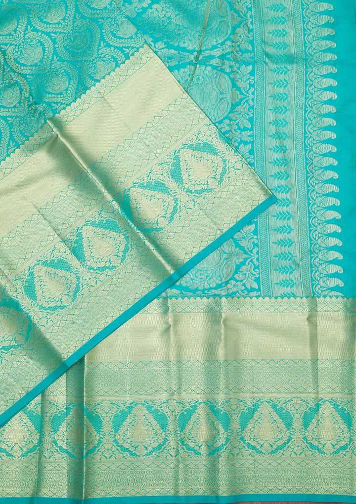 Rama Green Zariwork Pure Silk Saree-koskii
