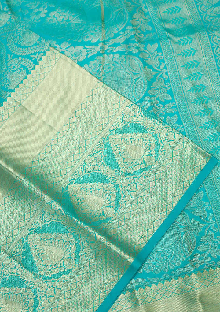 Rama Green Zariwork Pure Silk Saree-koskii