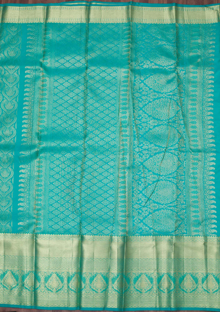 Rama Green Zariwork Pure Silk Saree-koskii