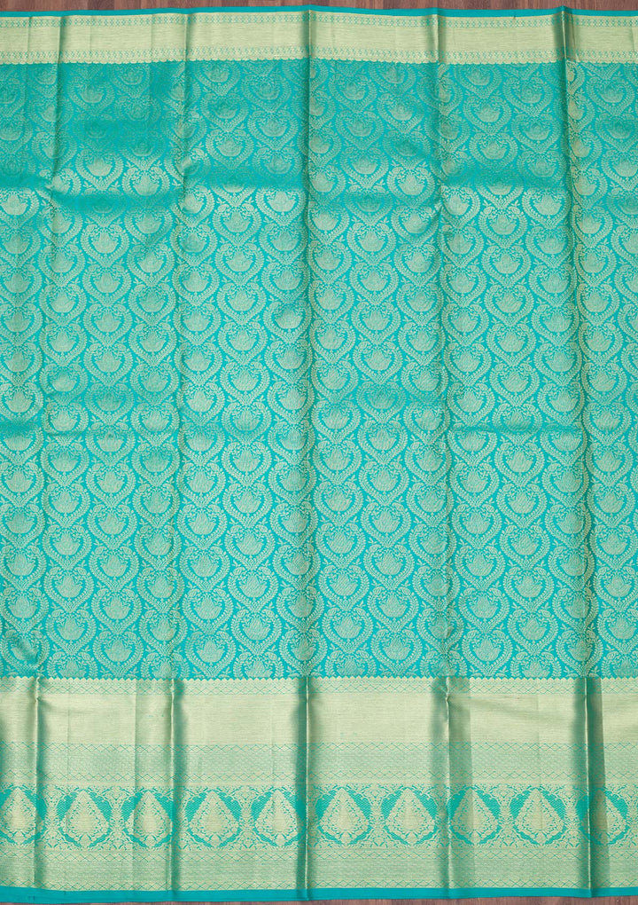 Rama Green Zariwork Pure Silk Saree-koskii