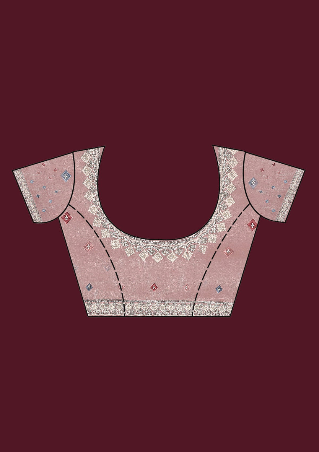 Cream Cutdana Chiffon Saree-Koskii