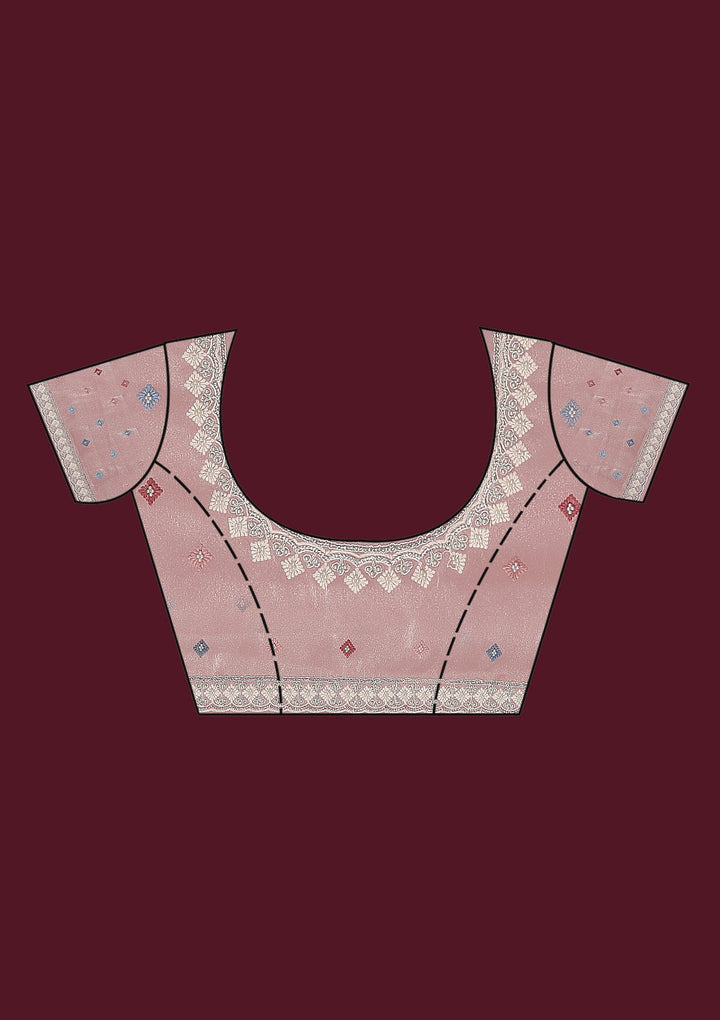 Cream Cutdana Chiffon Saree-Koskii